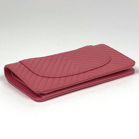 Chanel Leather Bifold V Pink Wallet Stitch - Picture 1 of 6